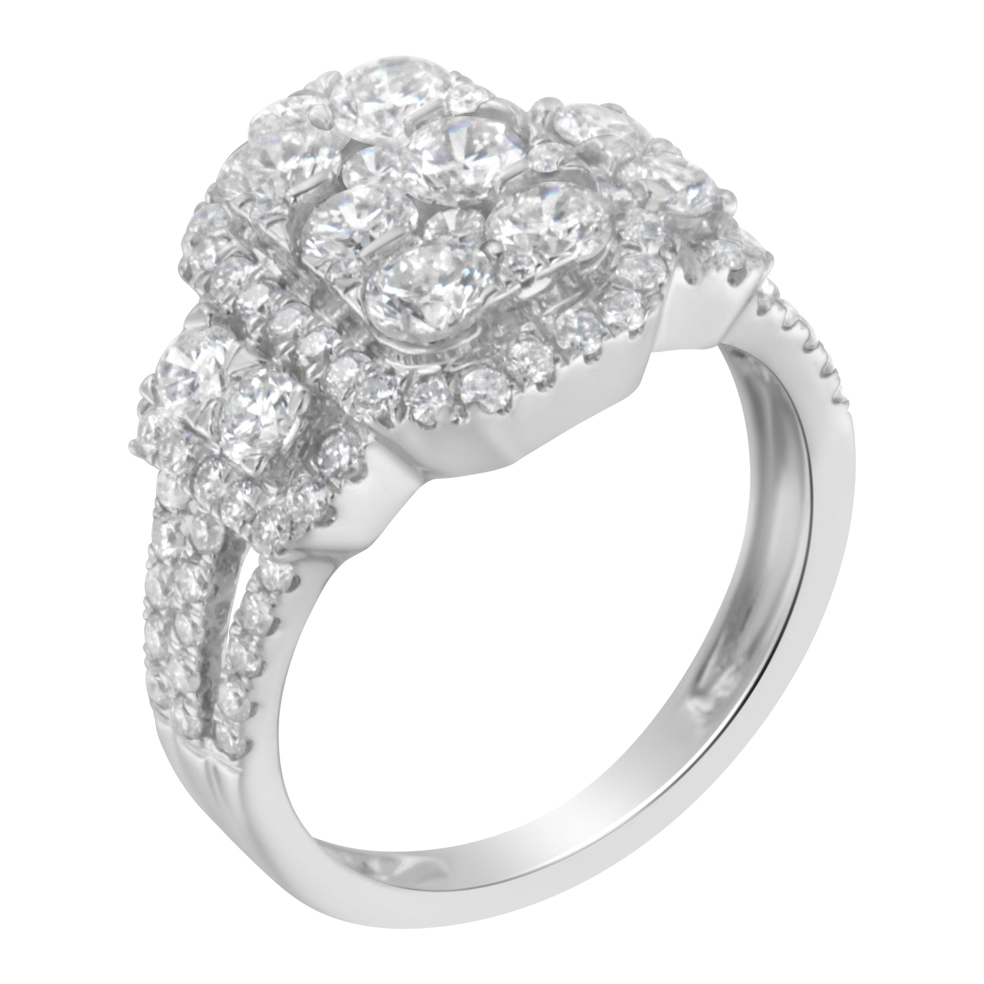 14K White Gold 2 1/4 Cttw Diamond Cocktail Cluster Ring (G-H Color, SI2-I1 Clarity) - Size 7 Bids.com