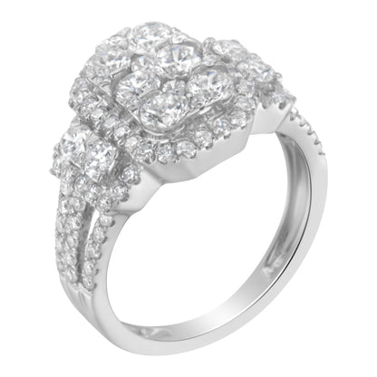 14K White Gold 2 1/4 Cttw Diamond Cocktail Cluster Ring (G-H Color, SI2-I1 Clarity) - Size 7 Bids.com