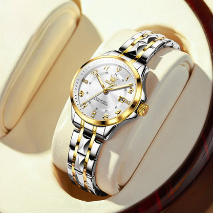 Women's Stainless Steel Two Tone Quartz Watch With Date BandsCo Straps