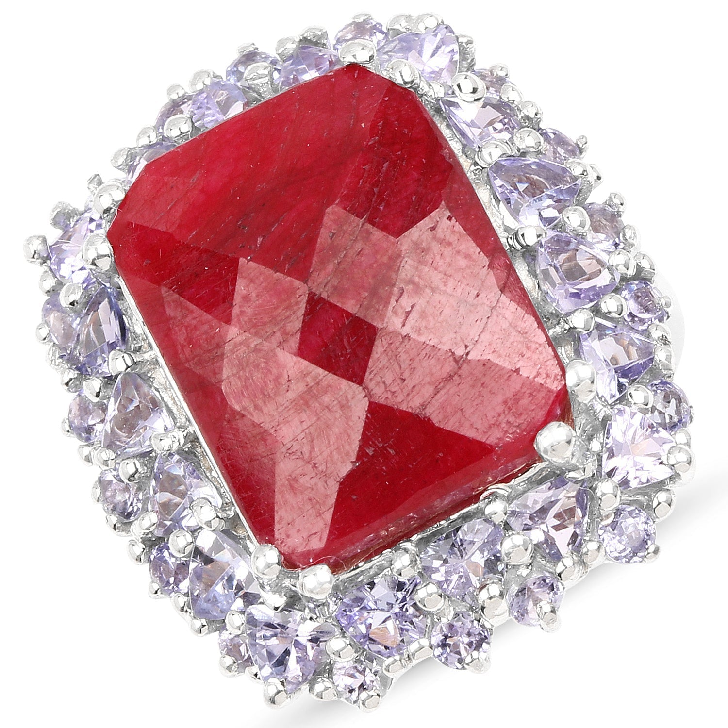 15.13 Carat Dyed Ruby & Tanzanite .925 Sterling Silver Ring Bids.com
