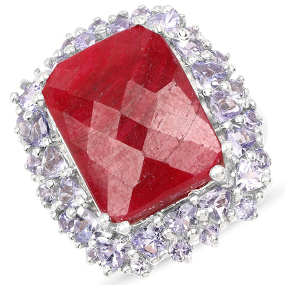 15.13 Carat Dyed Ruby & Tanzanite .925 Sterling Silver Ring Bids.com