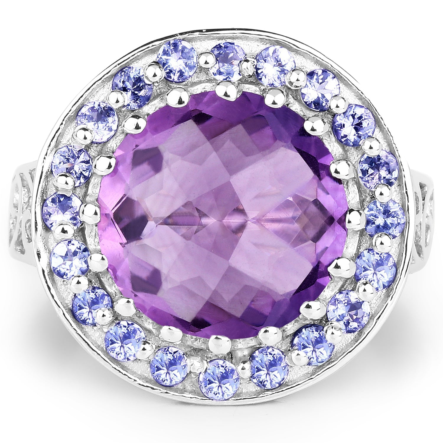 5.95 Carat Genuine Amethyst and Tanzanite .925 Sterling Silver Ring Bids.com