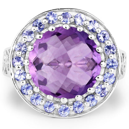 5.95 Carat Genuine Amethyst and Tanzanite .925 Sterling Silver Ring Bids.com