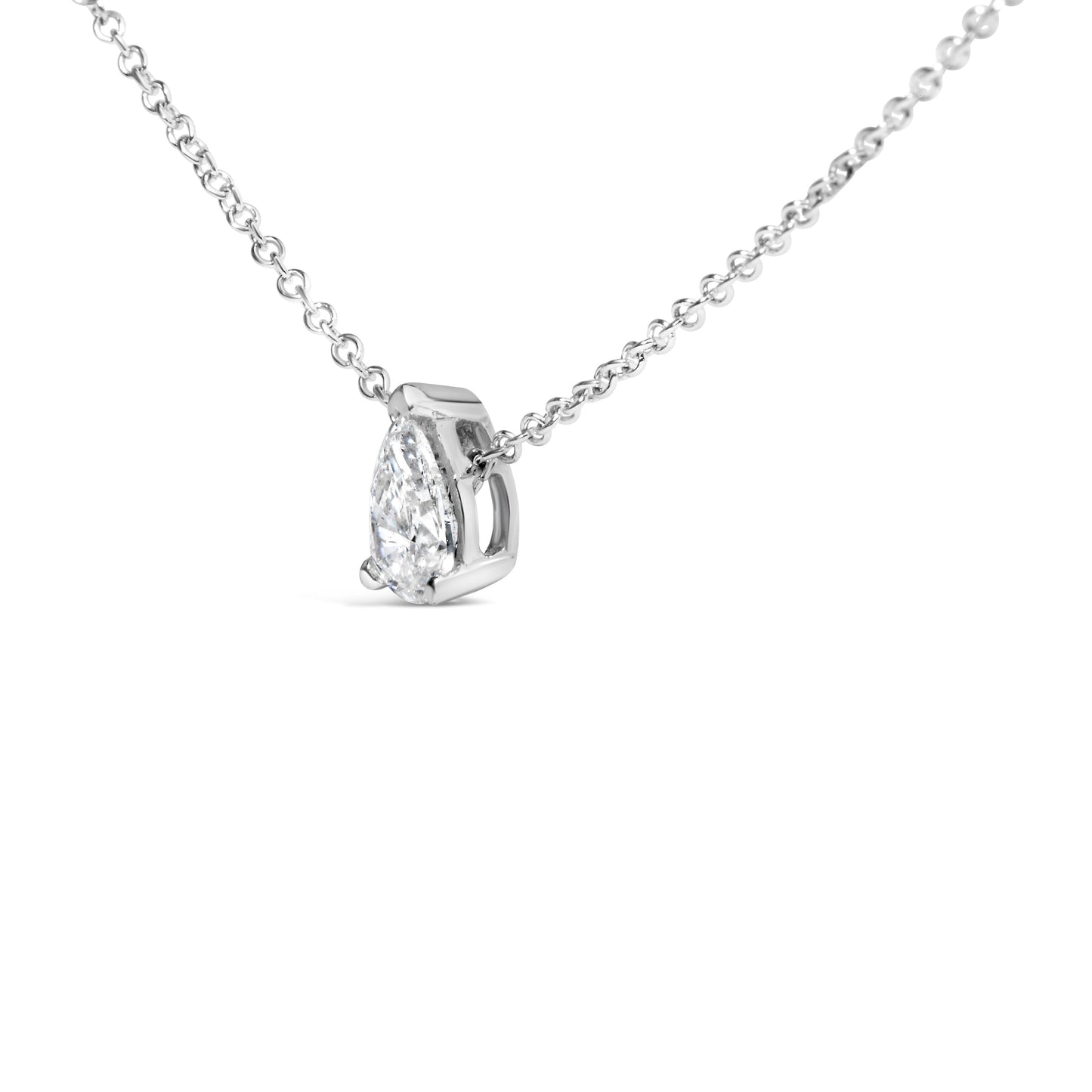 14K White Gold 1/2 Cttw Pear Shape Lab-Grown Diamond 3-Prong Solitaire Pendant Necklace 18 Inch (F-G Color, VS2-SI1 Clarity) Bids.com