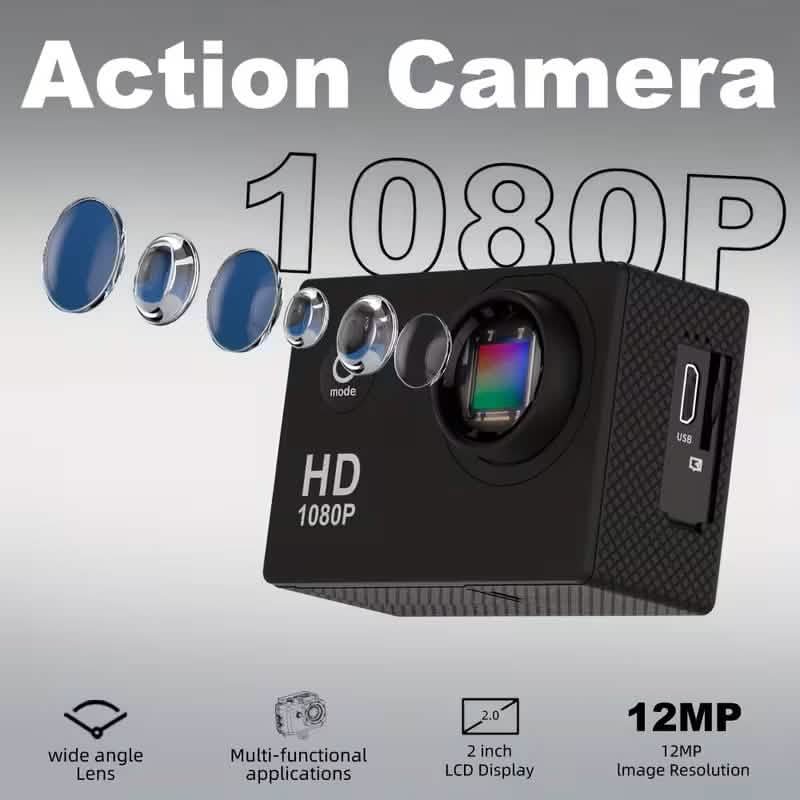 Ultra HD 1080P Action Camera – 140° Wide Angle, Fisheye Lens, LCD Display DailySale
