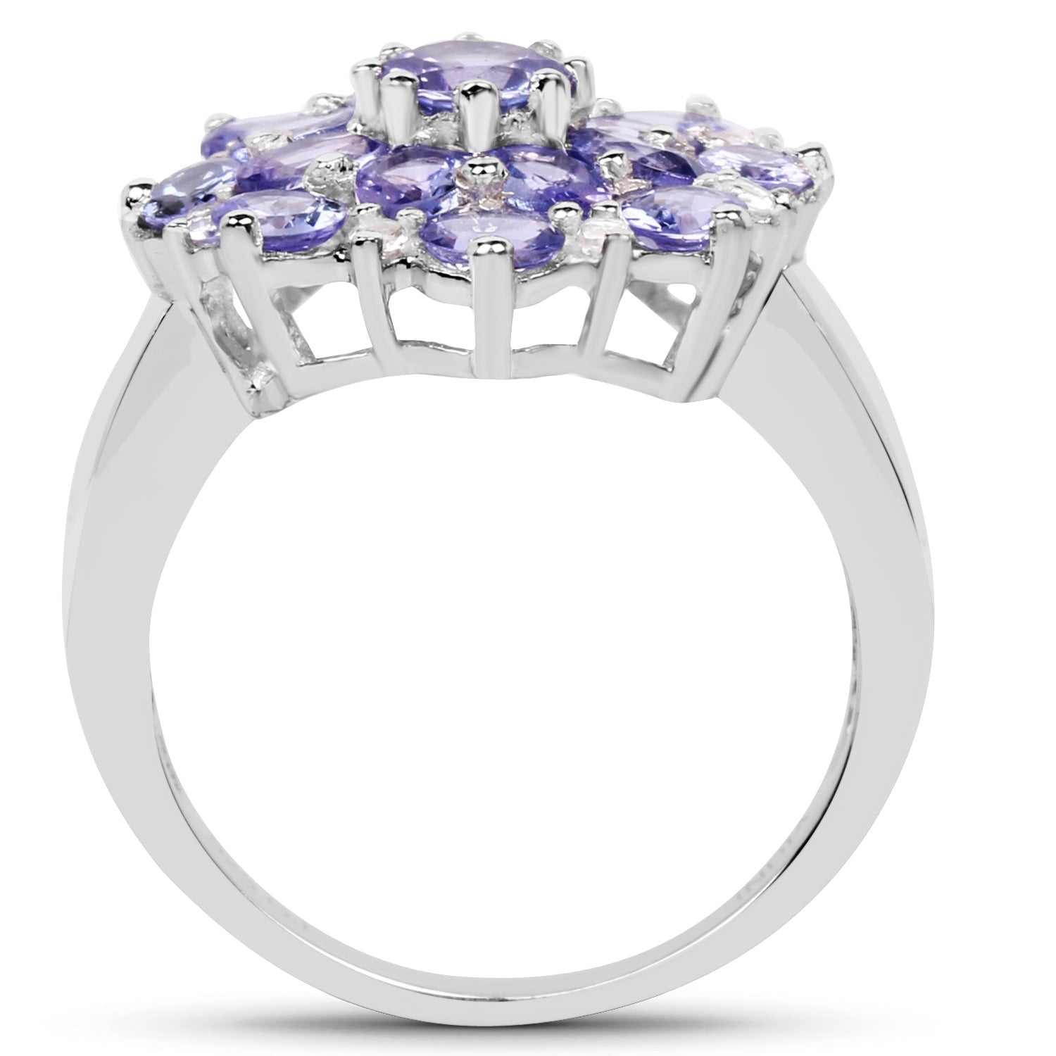 3.37 Carat Genuine Tanzanite and White Topaz .925 Sterling Silver Ring Bids.com
