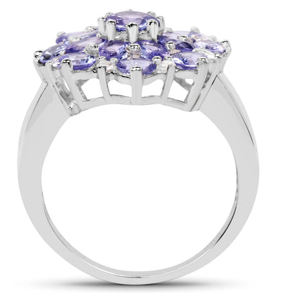 3.37 Carat Genuine Tanzanite and White Topaz .925 Sterling Silver Ring Bids.com