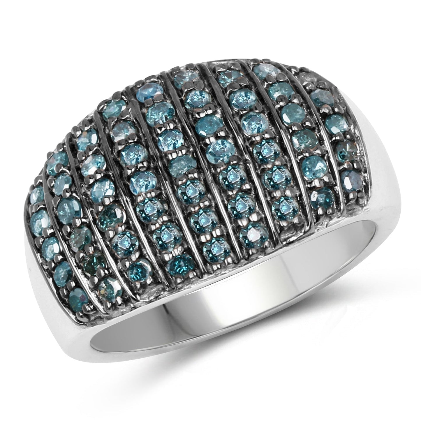 0.83 Carat Genuine Blue Diamond and White Diamond .925 Sterling Silver Ring Bids.com