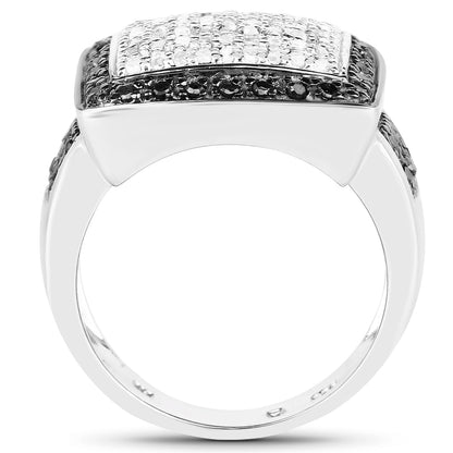 0.61 Carat Genuine Black Diamond and White Diamond .925 Sterling Silver Ring Bids.com