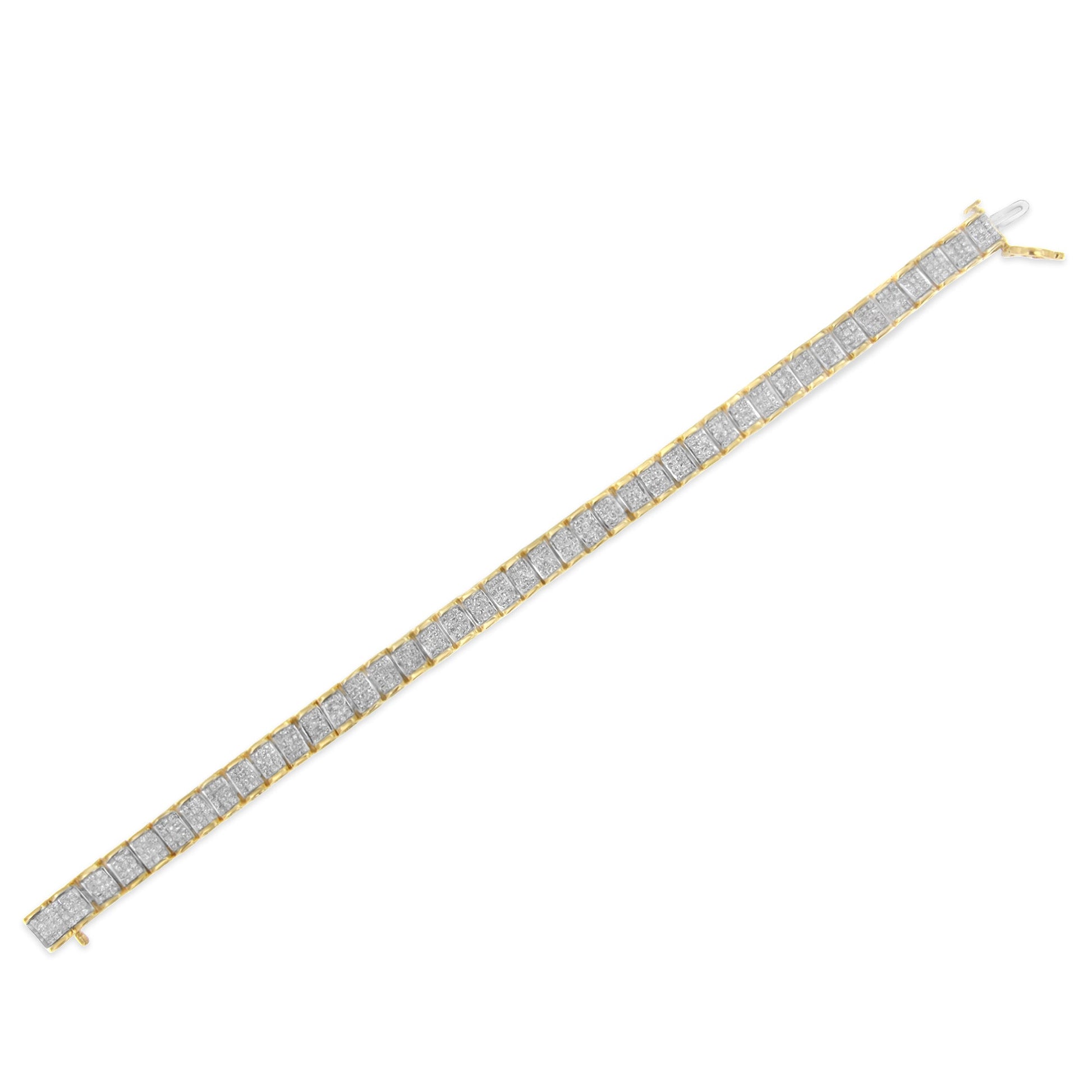 14K Yellow Gold 5.0 Cttw Invisible Set Princess-cut Diamond Buckle Link Tennis Bracelet (H-I Color, SI2-I1 Clarity) - Size 7.25" Bids.com