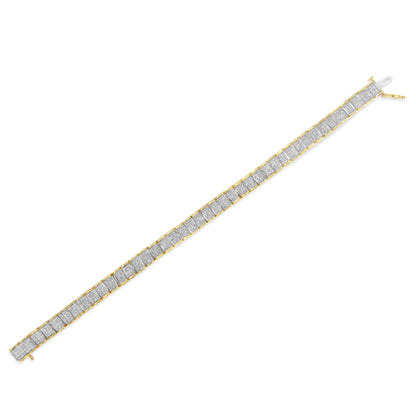 14K Yellow Gold 5.0 Cttw Invisible Set Princess-cut Diamond Buckle Link Tennis Bracelet (H-I Color, SI2-I1 Clarity) - Size 7.25" Bids.com
