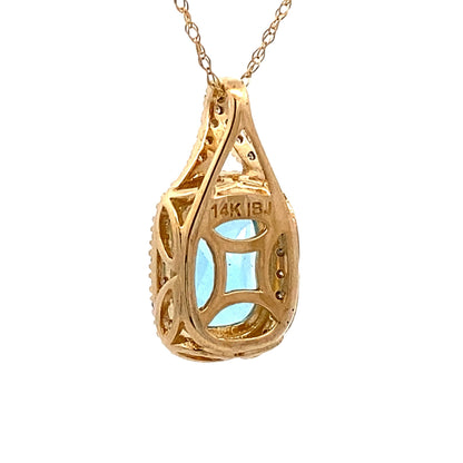 Blue Topaz Diamond Fashion Pendants 14KT Yellow Gold Bids.com