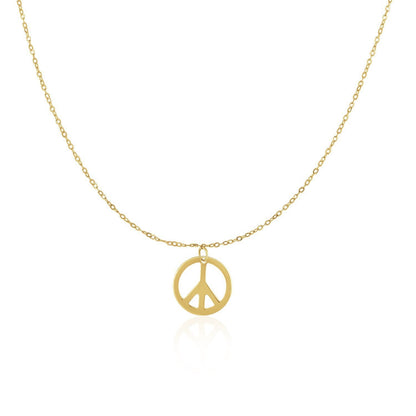 14k Yellow Gold with Peace Symbol Pendant Bids.com