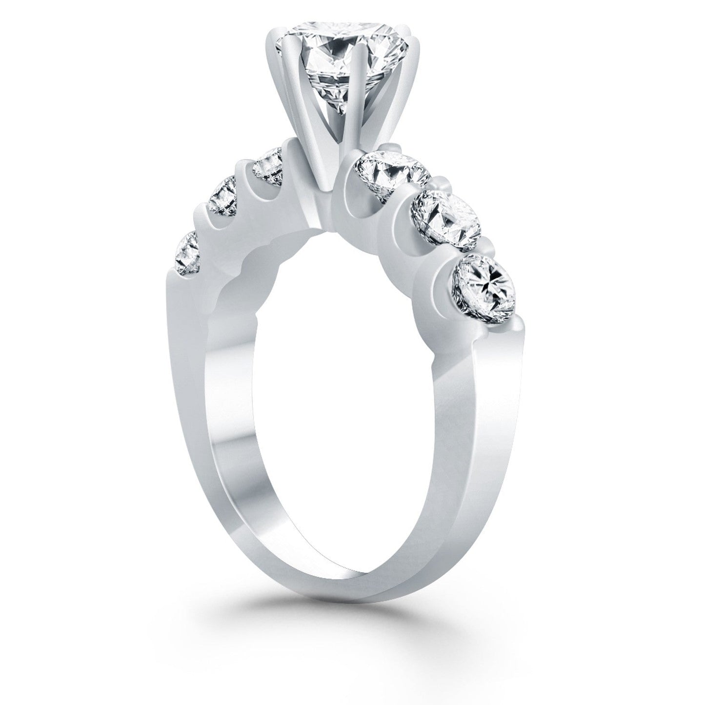 14k White Gold Shared Prong Diamond Engagement Ring Bids.com