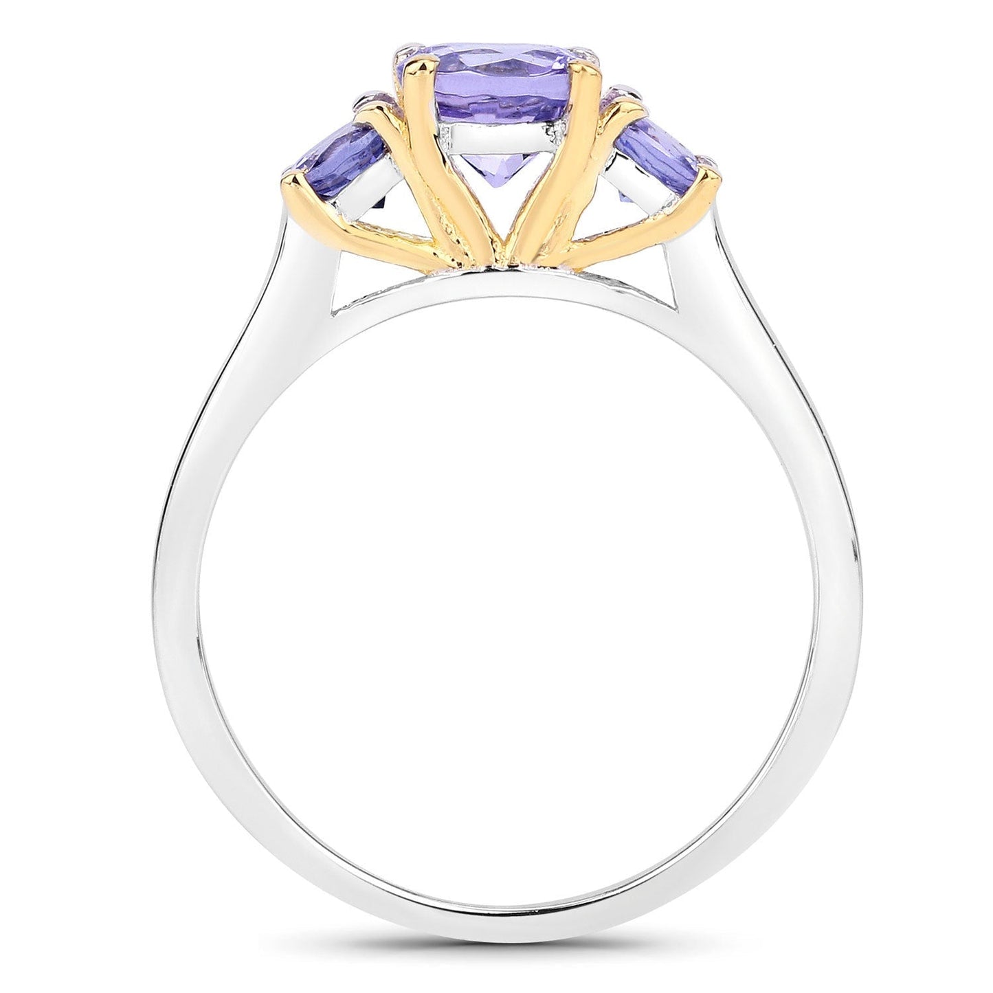 Two Tone Plated 1.07 Carat Genuine Tanzanite .925 Sterling Silver Ring Bids.com