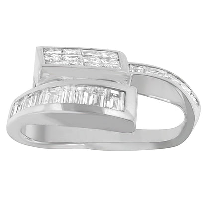 14K White Gold 2 cttw Princess and Baguette Cut Diamond Double Loop Pendant Necklace (G-H, VS1-VS2) Bids.com
