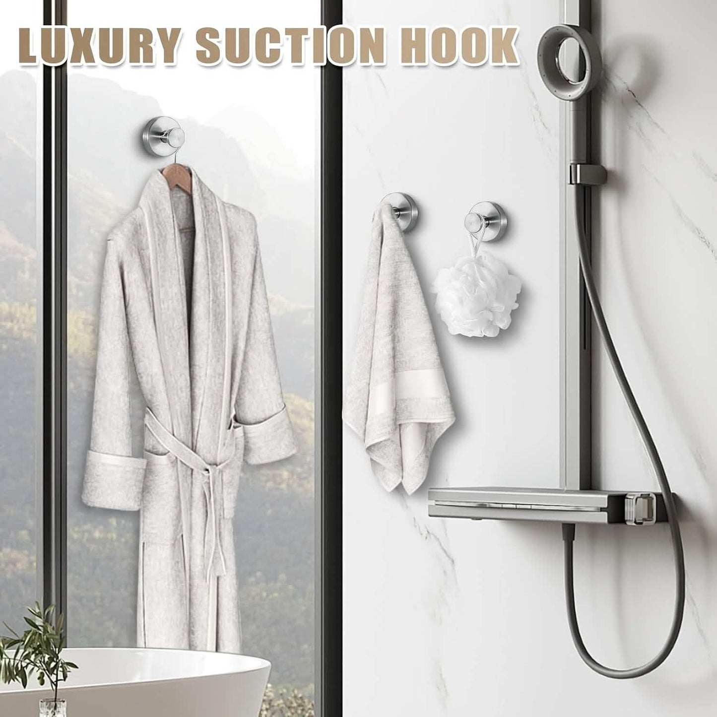 2-Pack: Strong Suction Cup Hooks – Silver Brushed Stainless Steel, No Drilling Required DailySale