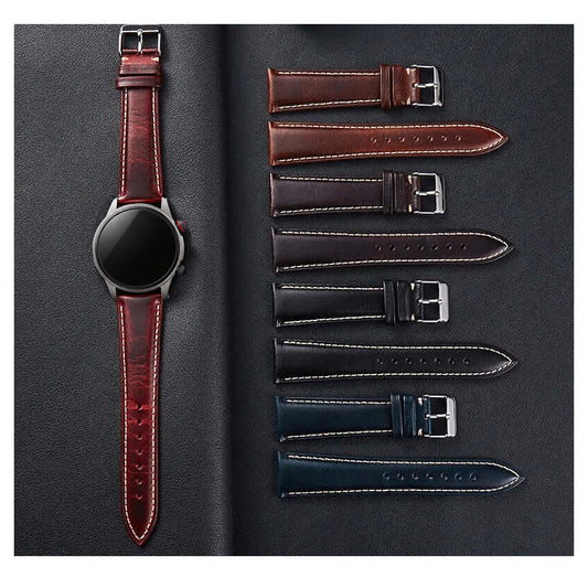Amazfit Balance, GTR, GTS & Bip Oil-Wax Cowhide Leather Band BandsCo Straps