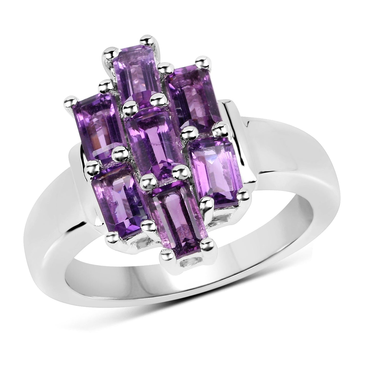2.80 Carat Genuine Amethyst .925 Sterling Silver Ring Bids.com
