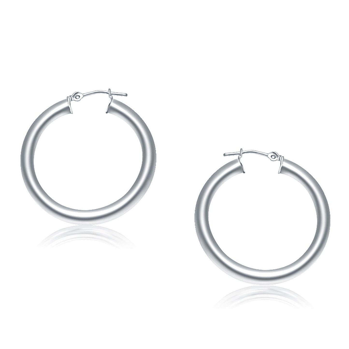 14k White Gold Polished Hoop Earrings (30 mm) Bids.com