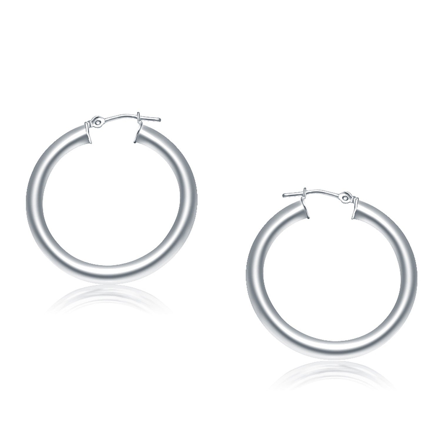 14k White Gold Polished Hoop Earrings (30 mm) Bids.com
