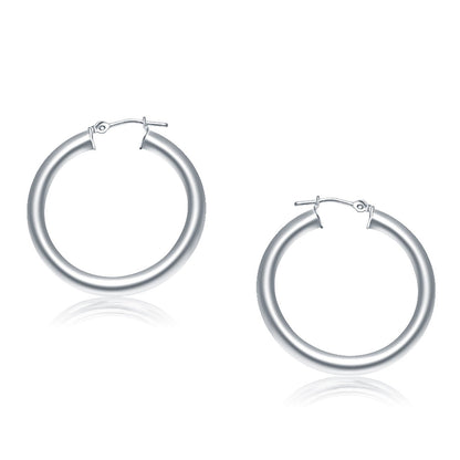 14k White Gold Polished Hoop Earrings (30 mm) Bids.com
