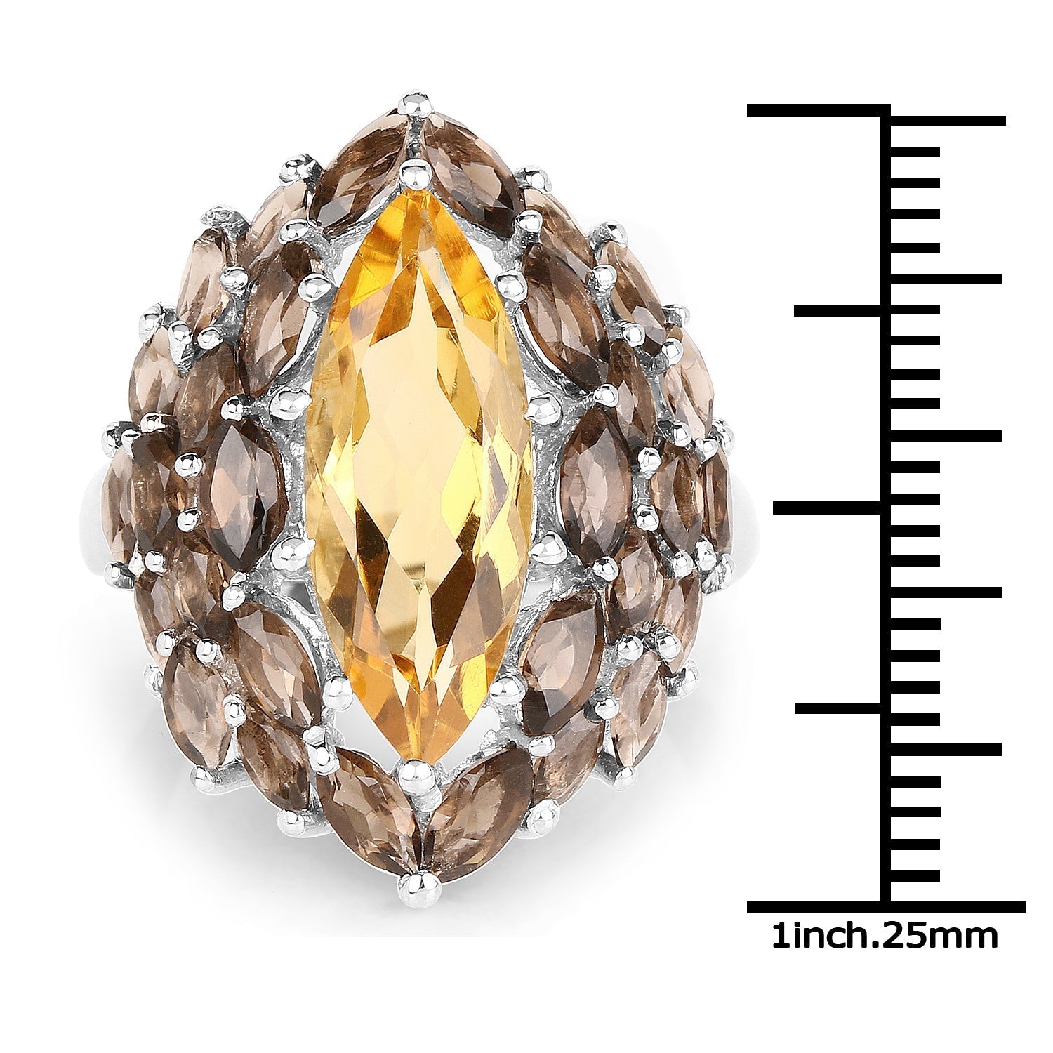 6.20 Carat Genuine Citrine & Smoky Quartz .925 Sterling Silver Ring Bids.com