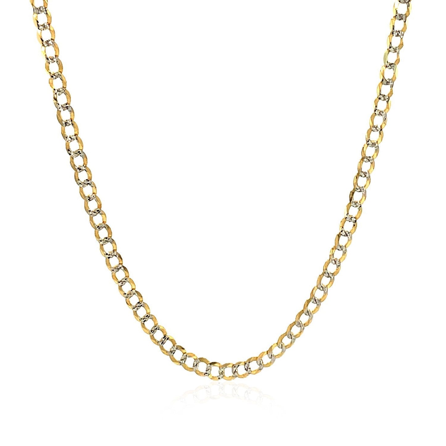 2.6 mm 14k Two Tone Gold Pave Curb Chain Bids.com