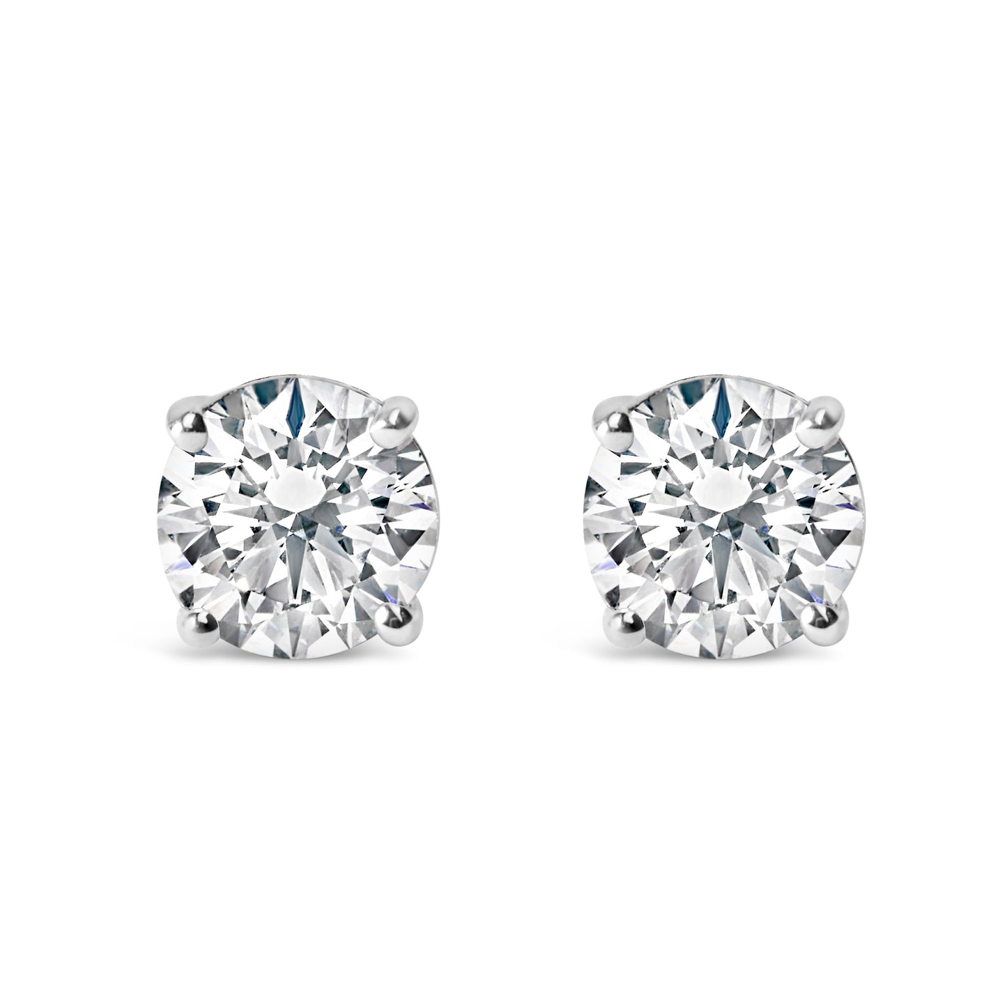 14K White Gold 2.00 Cttw Lab Grown Round Brilliant-Cut Diamond Classic 4-Prong Stud Earrings with Screw Backs (F-G color, VVS2-VS1 Clarity) Bids.com