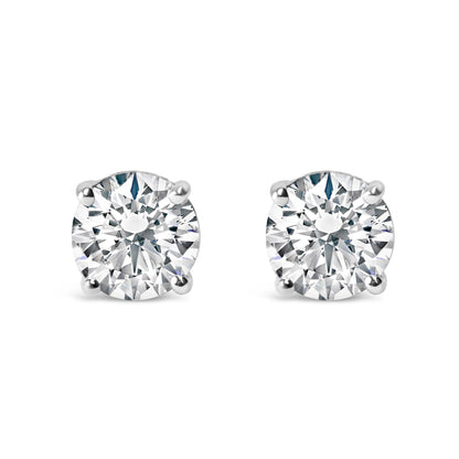 14K White Gold 2.00 Cttw Lab Grown Round Brilliant-Cut Diamond Classic 4-Prong Stud Earrings with Screw Backs (F-G color, VVS2-VS1 Clarity) Bids.com