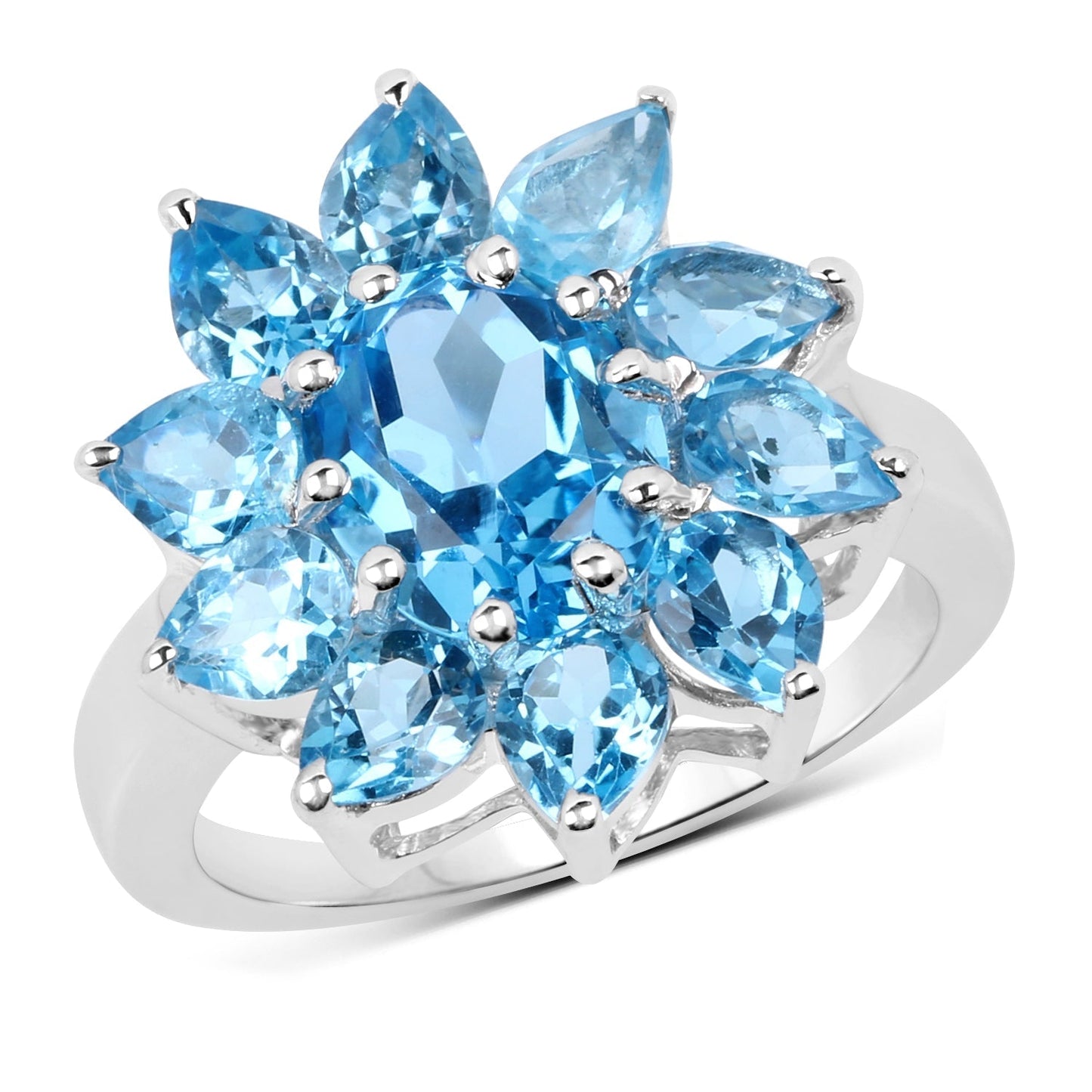 6.35 Carat Genuine Swiss Blue Topaz .925 Sterling Silver Ring Bids.com