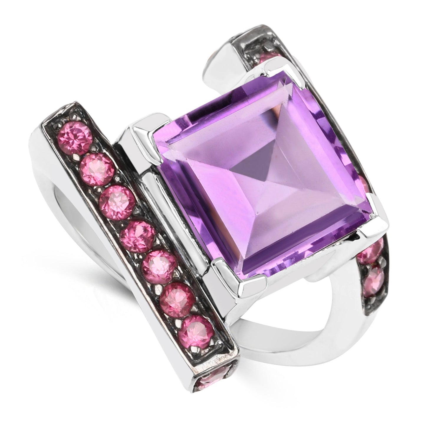 6.90 Carat Genuine Amethyst and Rhodolite .925 Sterling Silver Ring Bids.com
