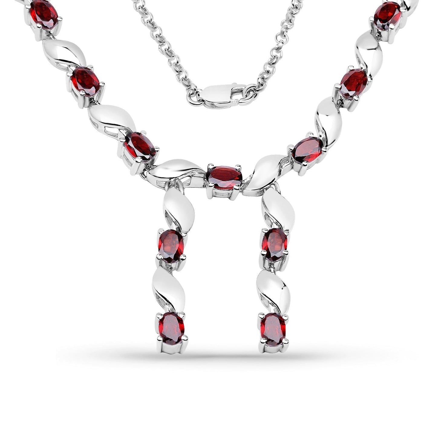 7.65 Carat Genuine Garnet .925 Sterling Silver Necklace Bids.com