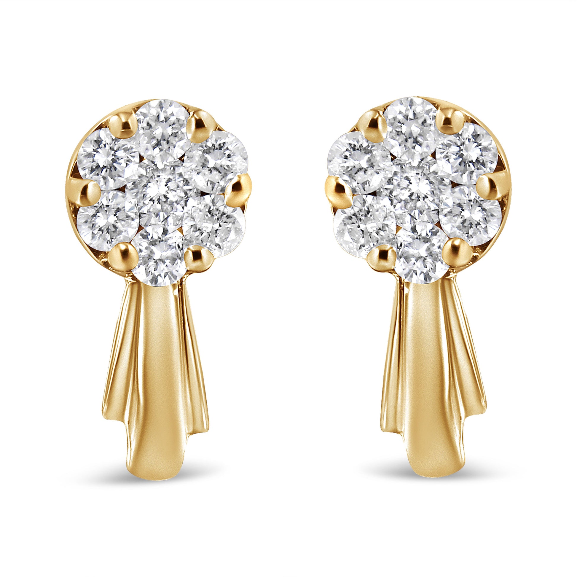 14K White Gold 3/4 Cttw Diamond Floral Cluster Drop and Dangle Stud Earrings (H-I Color, I1-I2 Clarity) Bids.com