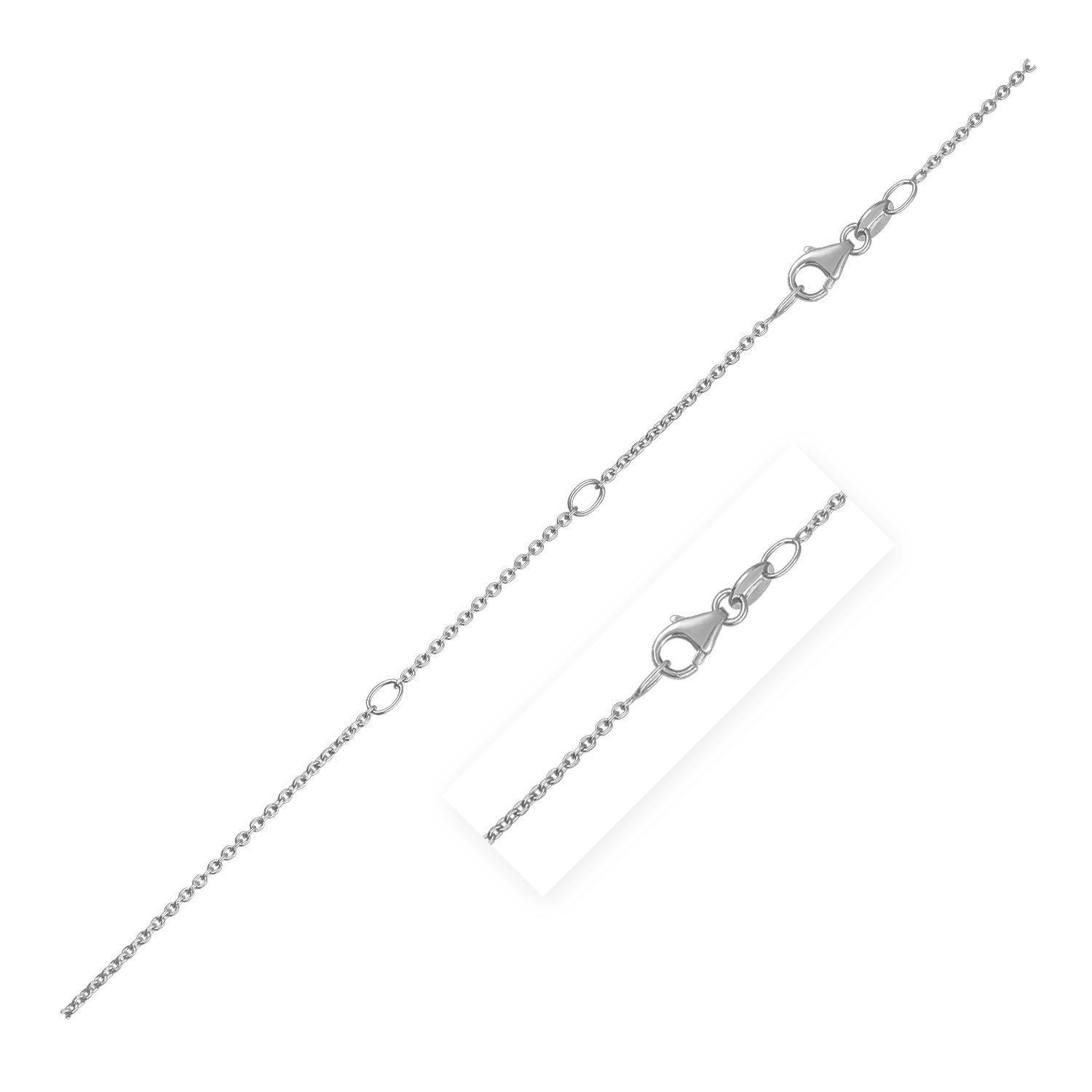 Double Extendable Diamond Cut Cable Chain in 14k White Gold (1.2mm) Bids.com