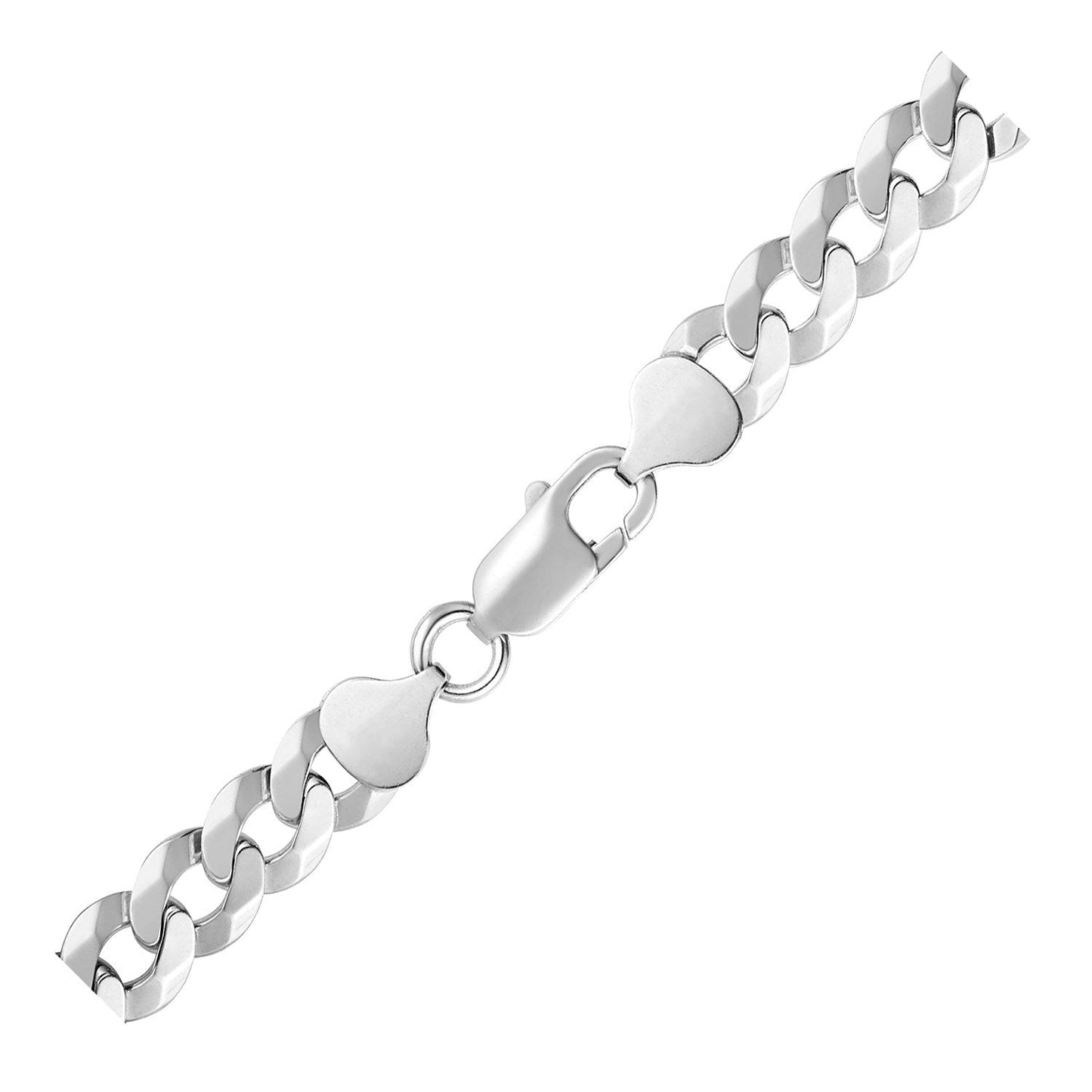 Rhodium Plated 8.4mm Sterling Silver Curb Style Bracelet Bids.com