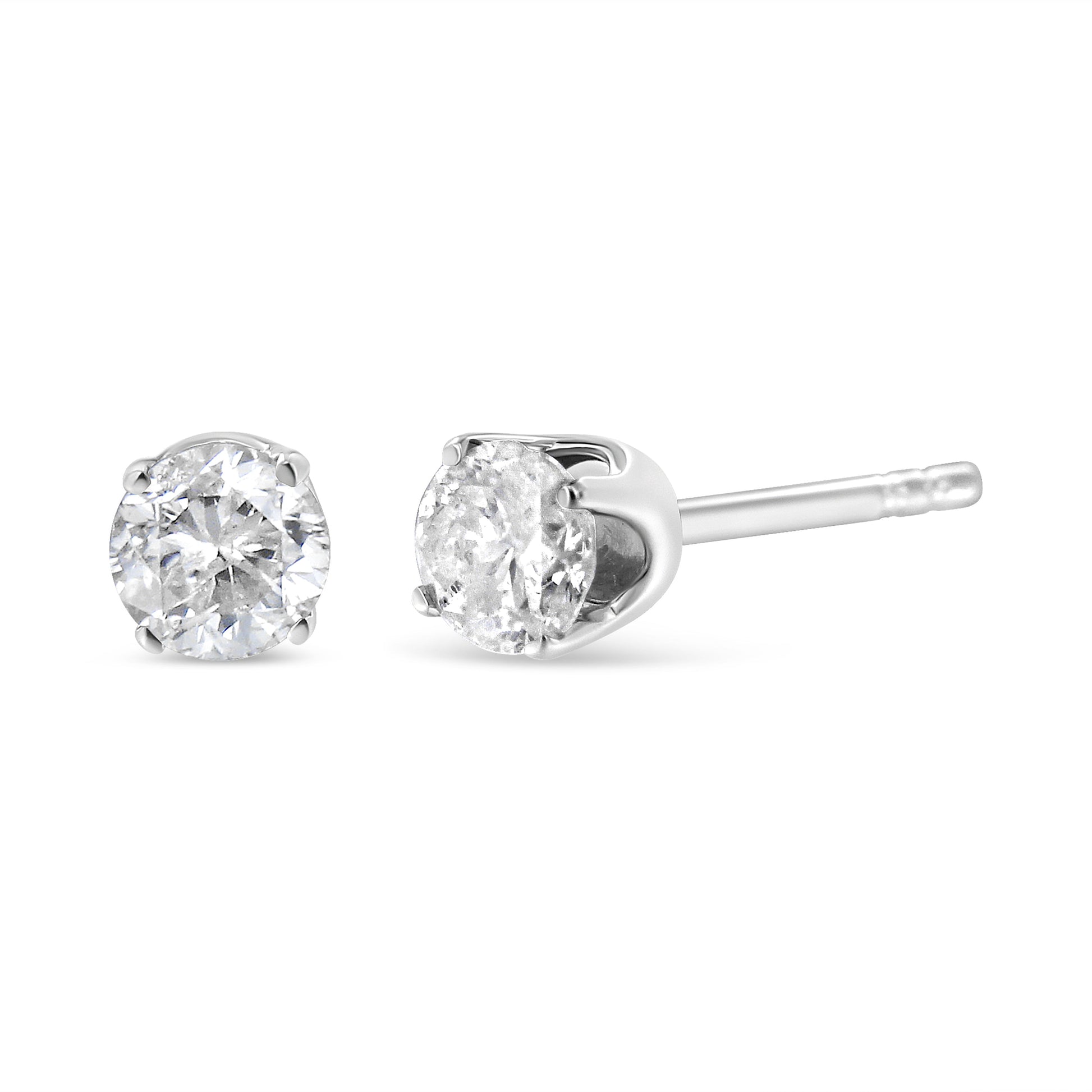 14K White Gold 1.0 Cttw 4-Prong Set Brilliant Round-Cut Solitaire Lab Grown Diamond Push Back Stud Earrings (E-F Color, VVS2-VS1 Clarity) Bids.com