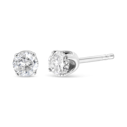14K White Gold 1.0 Cttw 4-Prong Set Brilliant Round-Cut Solitaire Lab Grown Diamond Push Back Stud Earrings (E-F Color, VVS2-VS1 Clarity) Bids.com