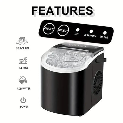 Countertop Portable Ice Maker – 26lb/24h, 9 Cubes/6min, Black DailySale