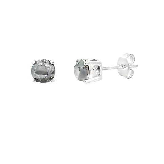 1.50ct Black Diamond Stud Earrings Sterling Silver Bids.com