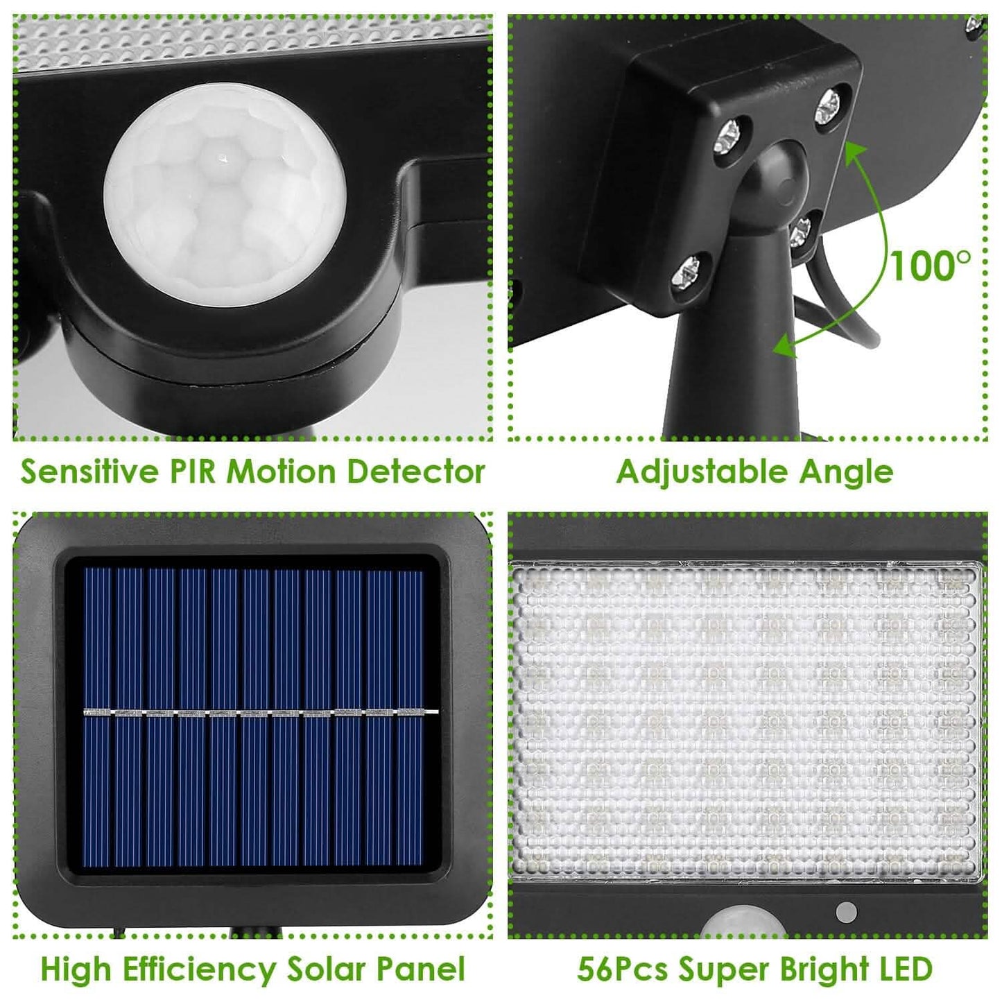 56 LEDs Outdoor Solar Security Flood Light DailySale