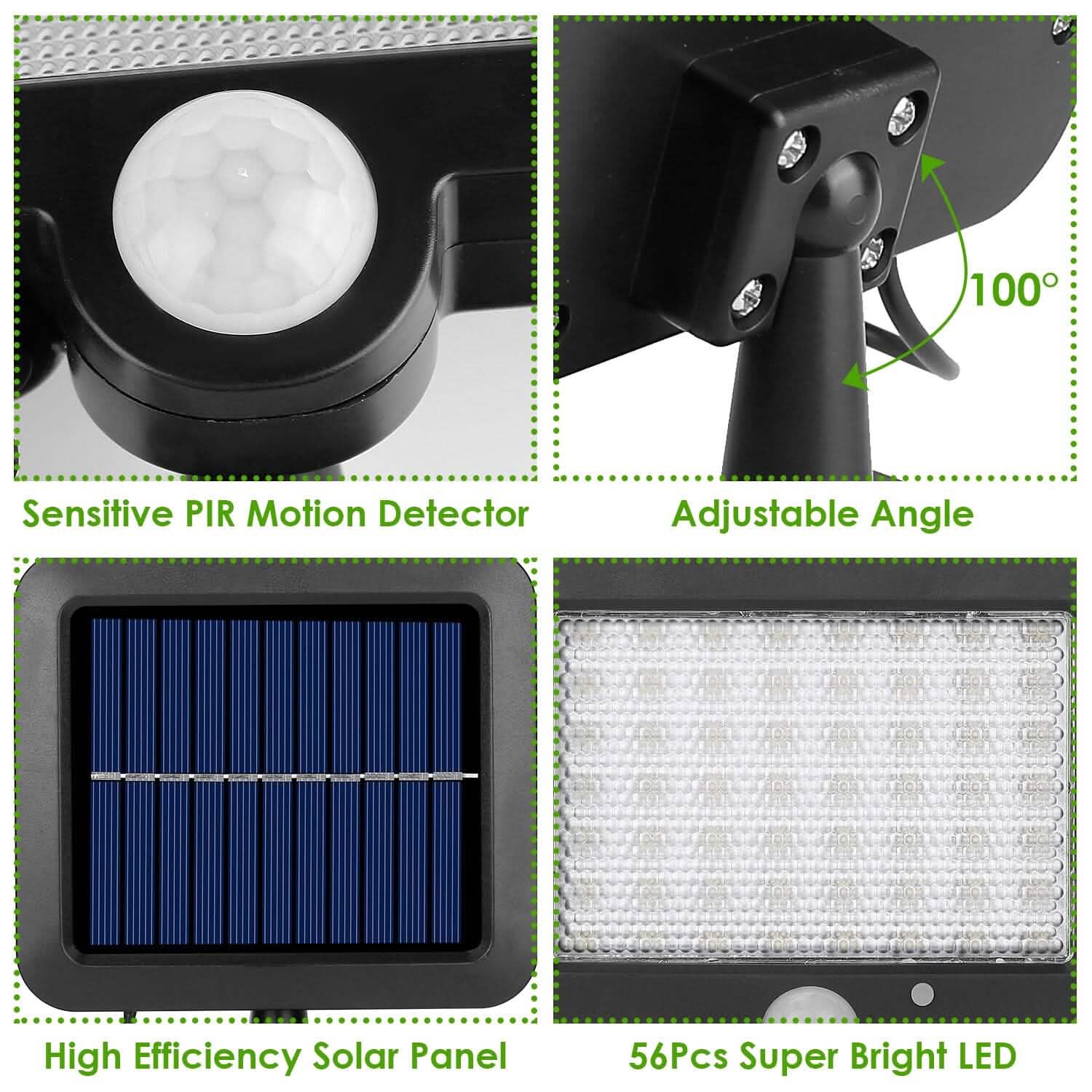 56 LEDs Outdoor Solar Security Flood Light DailySale