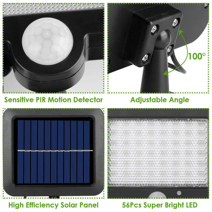 56 LEDs Outdoor Solar Security Flood Light DailySale