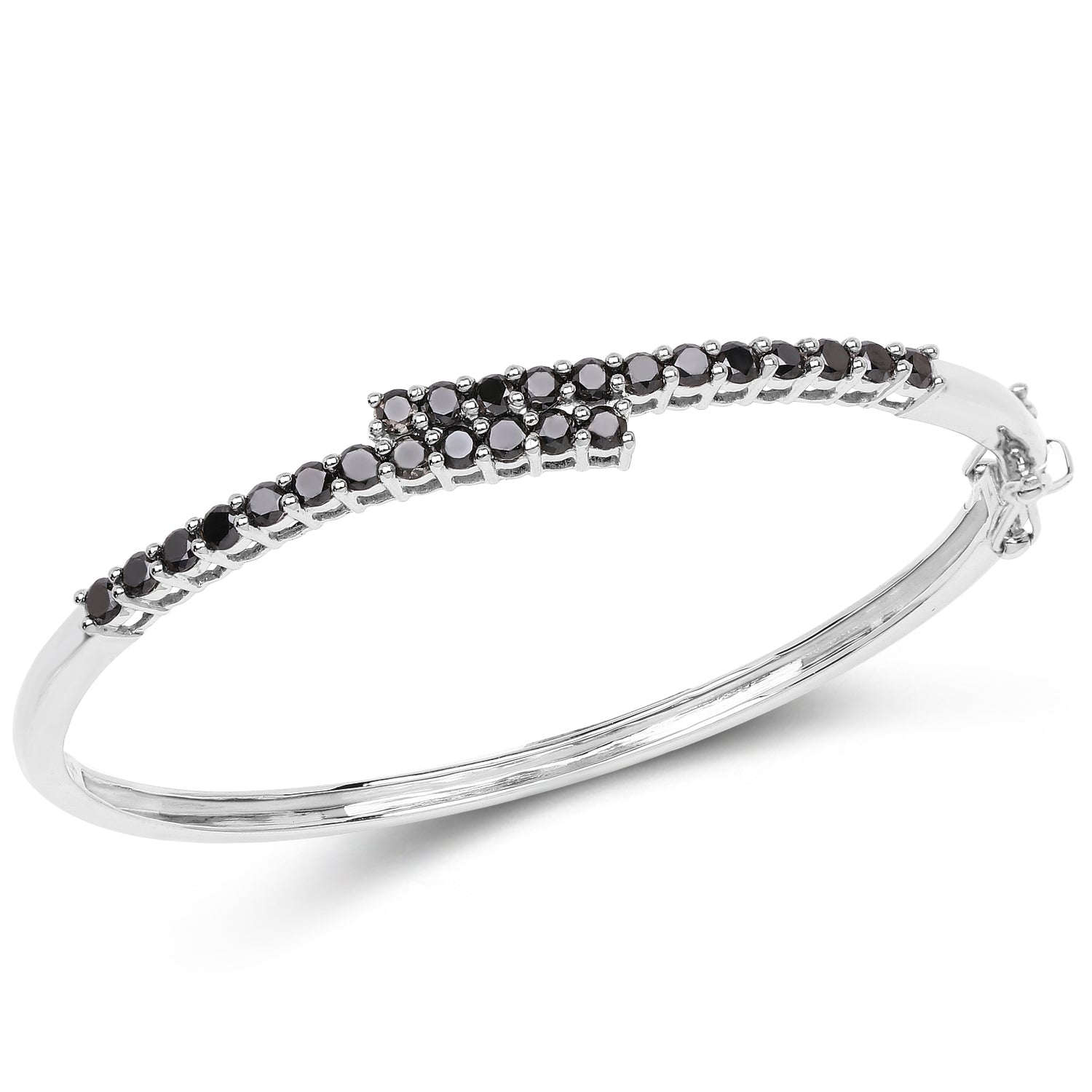 2.52 Carat Genuine Black Diamond .925 Sterling Silver Bangle Bids.com