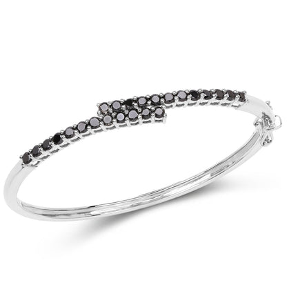 2.52 Carat Genuine Black Diamond .925 Sterling Silver Bangle Bids.com