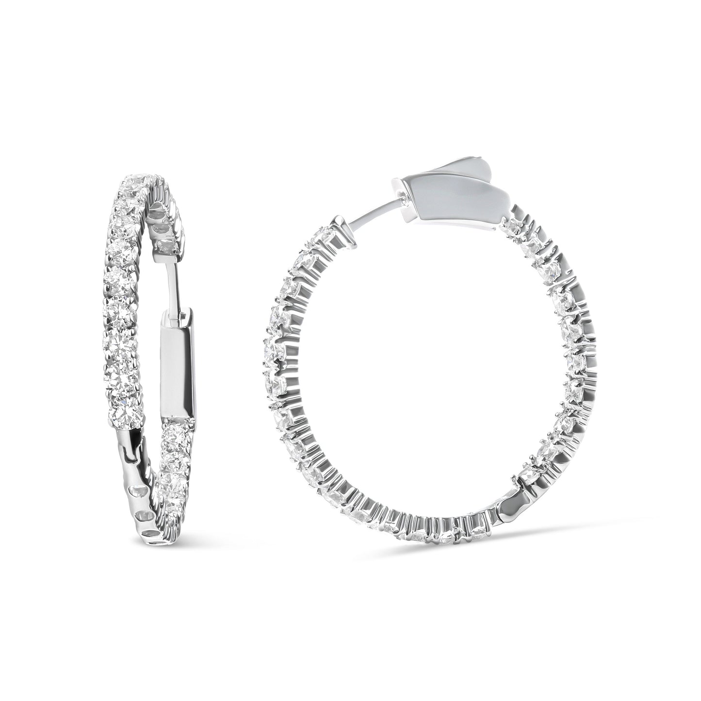 14K White Gold 3.00 Cttw Lab Grown Diamond Inside Out Hoop Earrings (F-G Color, VS1-VS2 Clarity) Bids.com