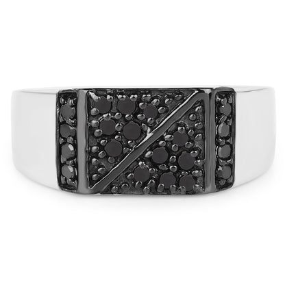 0.35 Carat Genuine Black Diamond .925 Sterling Silver Ring Bids.com