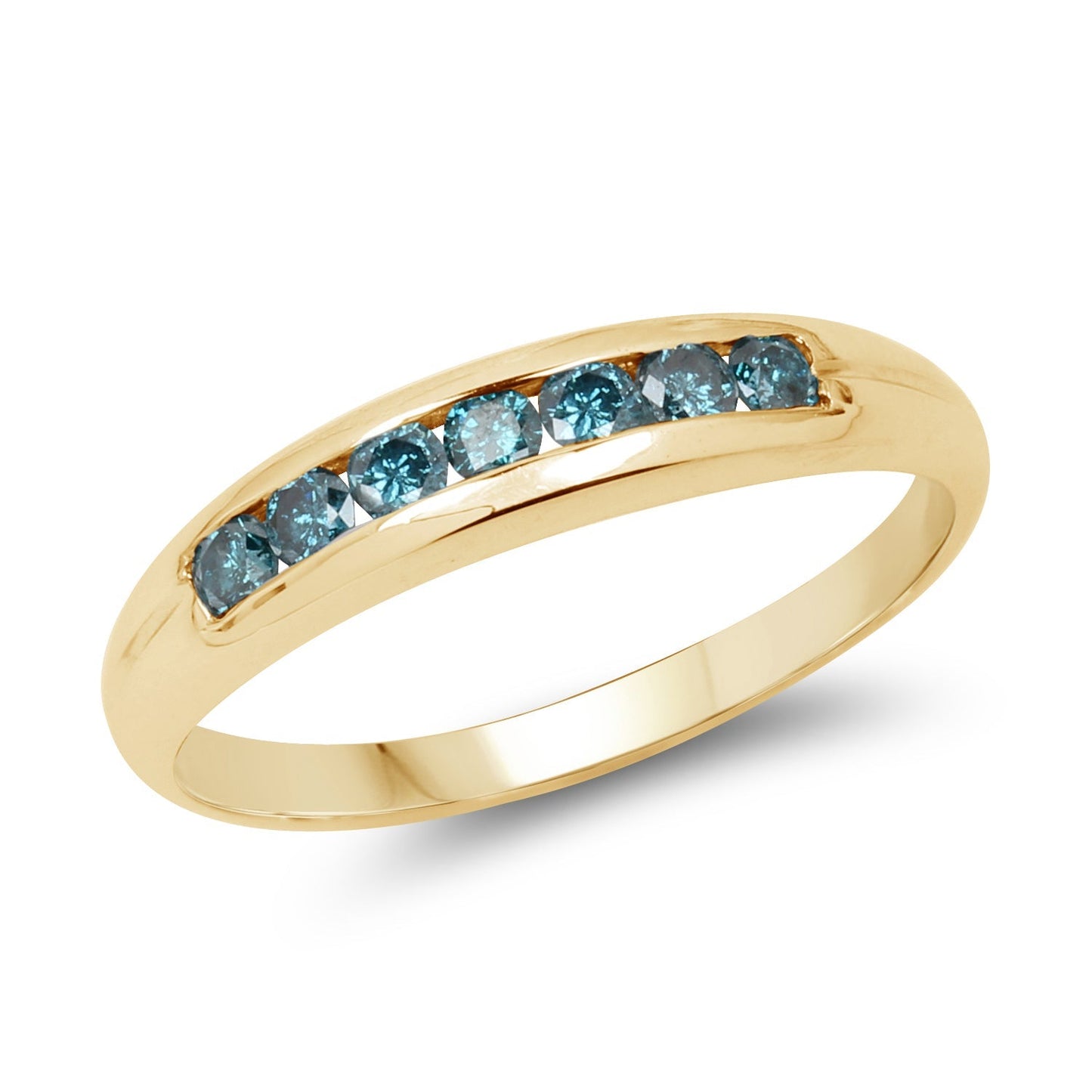14K Yellow Gold Plated 0.35 Carat Genuine Blue Diamond .925 Sterling Silver Ring Bids.com