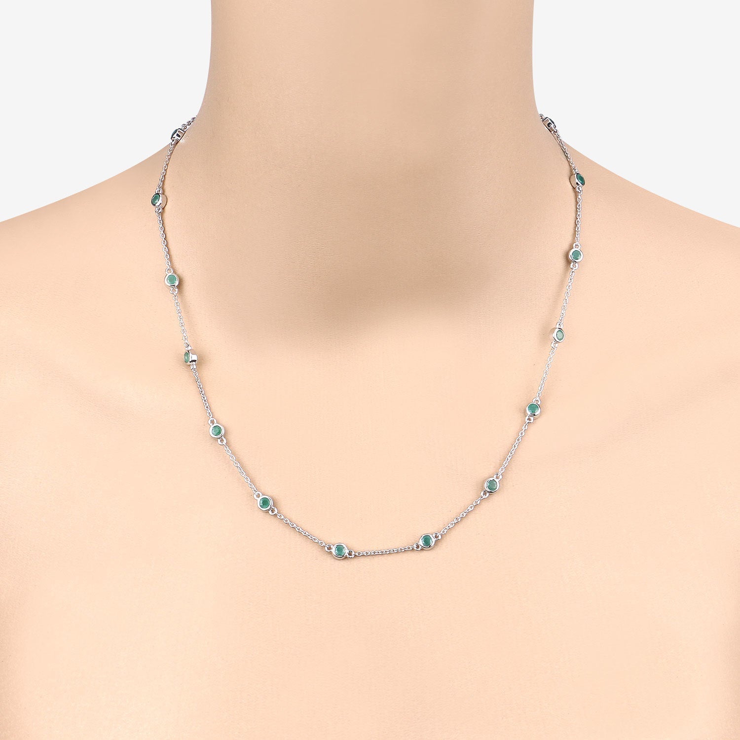 1.80 Carat Genuine Emerald .925 Sterling Silver Necklace Bids.com