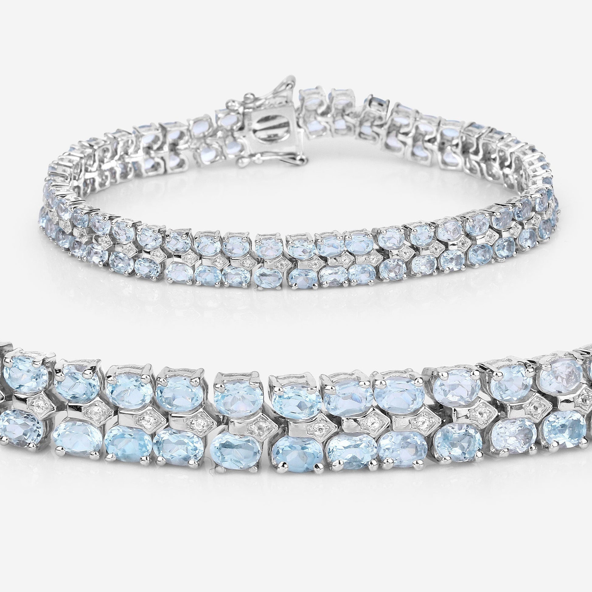 17.22 Carat Genuine Blue Topaz and White Diamond .925 Sterling Silver Bracelet Bids.com